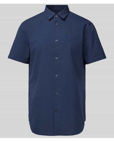 Armani Exchange Regular Fit Freizeithemd mit Strukturmuster - Blau