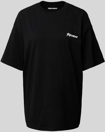 Review Oversized T-shirt Met Labelprint - Zwart