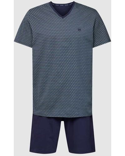 Hom Pyjama mit Allover-Muster - Blau
