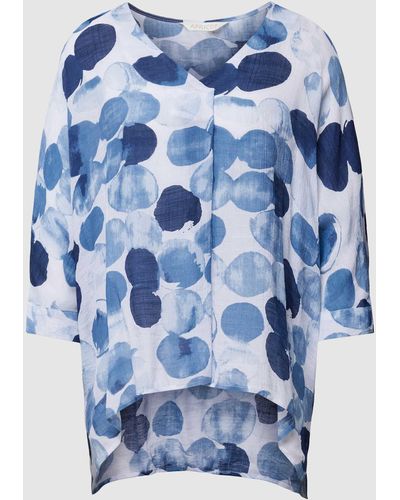 Apricot Bluse mit Allover-Muster - Blau