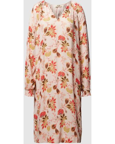 Mos Mosh Knielanges Kleid mit floralem Allover-Muster Modell 'MATJANA' - Mehrfarbig