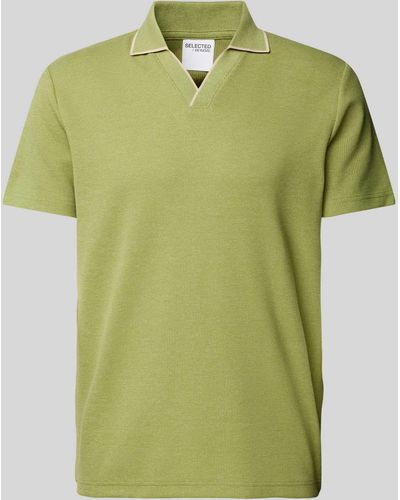 SELECTED Regular Fit Poloshirt mit Reverskragen Modell 'ADLEY WAFFLE' - Grün