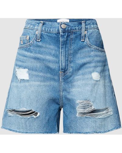 Calvin Klein Korte Mom Fit Jeans Met Labelstitching - Blauw