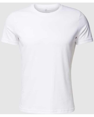 DESOTO T-Shirt mit geripptem Rundhalsausschnitt - Weiß