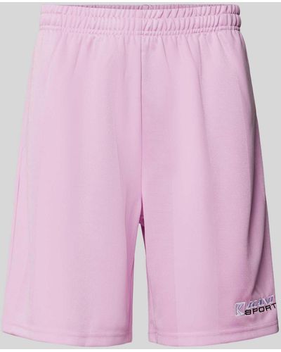 Karlkani Regular Fit Shorts mit Label-Stitching - Pink