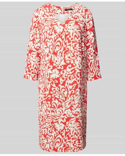 Comma, Knielanges Kleid mit Allover-Print - Rot