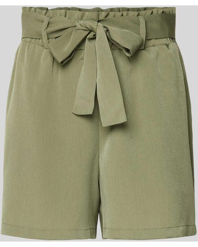 Pieces High Waist Shorts mit Bindegürtel Modell 'SADE' - Grün