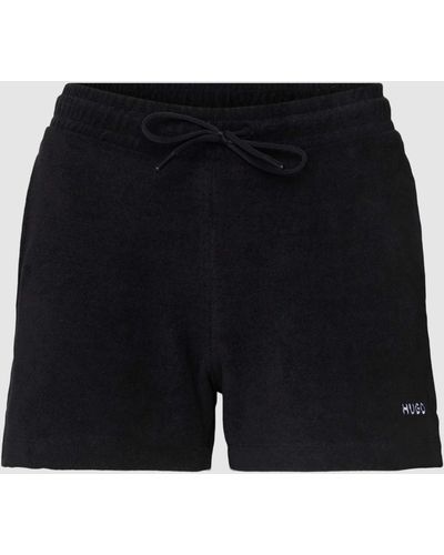 HUGO Shorts mit Label-Stitching Modell 'TERRY' - Schwarz