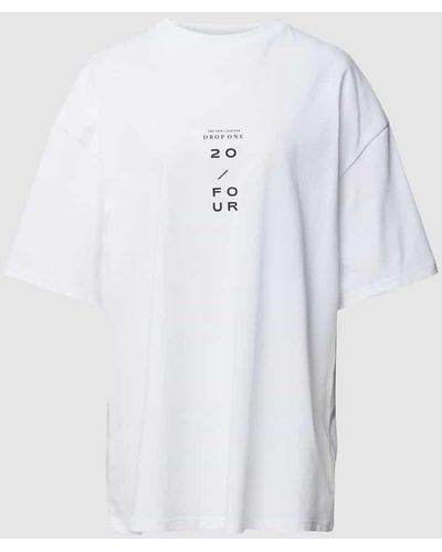 Karo Kauer Oversized T-Shirt mit Rundhalsausschnitt - Weiß