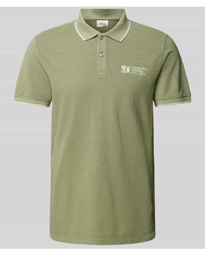 S.oliver Regular Fit Poloshirt mit Label-Print - Grün