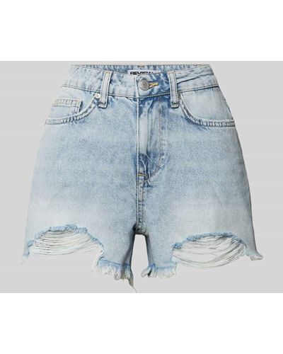 Review Regular Fit Jeansshorts im Destroyed-Look - Blau