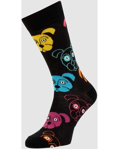 Happy Socks Socken mit Allover-Muster Modell 'DOG' - Schwarz