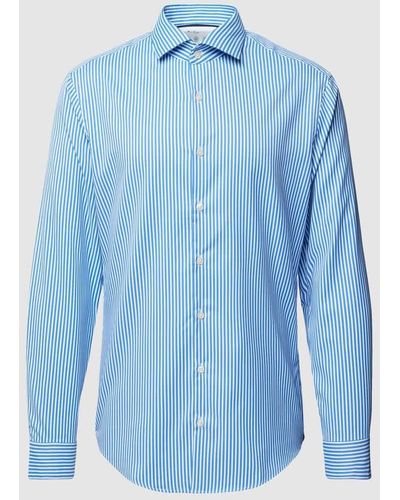 Jake*s Slim Fit Business-Hemd mit Streifenmuster - Blau