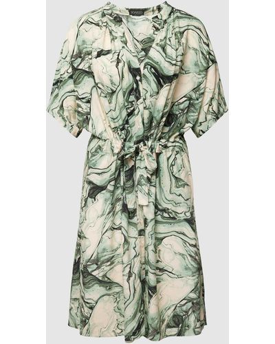 Soaked In Luxury Knielanges Hemdblusenkleid mit Allover-Muster Modell 'Arowe' - Grün