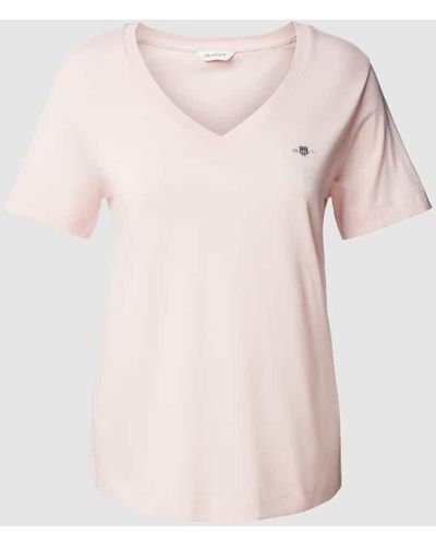GANT T-Shirt mit V-Ausschnitt - Pink