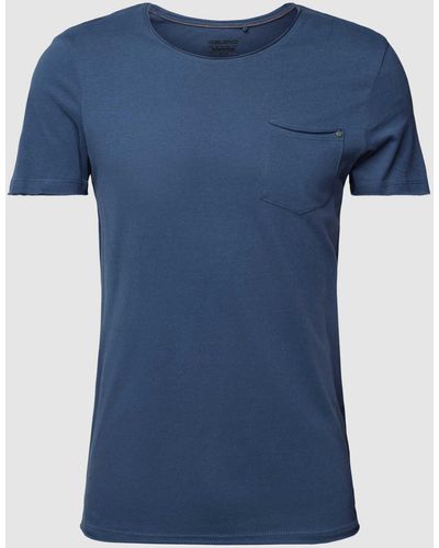 Blend T-shirt Met Borstzak - Blauw