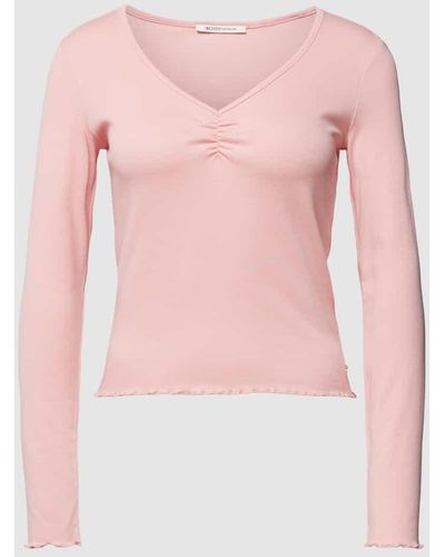 Tom Tailor Denim Longsleeve mit V-Ausschnitt - Pink