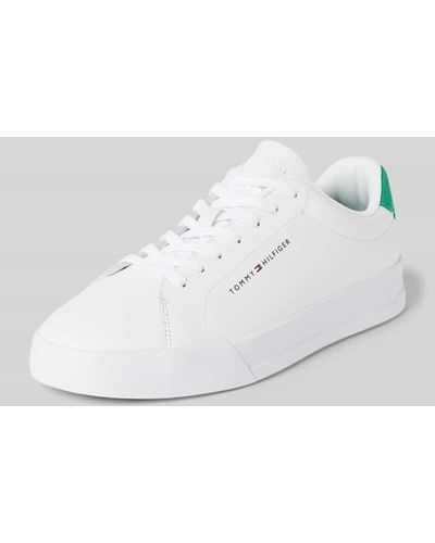 Tommy Hilfiger Sneaker aus Leder mit Label-Detail Modell 'COURT' - Weiß