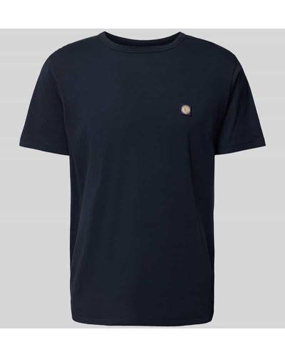 Thinking Mu T-Shirt in unifarbenem Design - Blau
