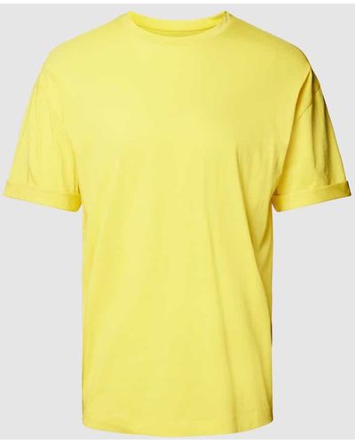 DRYKORN T-Shirt mit geripptem Rundhalsausschnitt Modell 'THILO' - Gelb