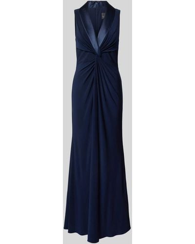 Adrianna Papell Abendkleid mit Schalkragen und Knotendetail - Blau