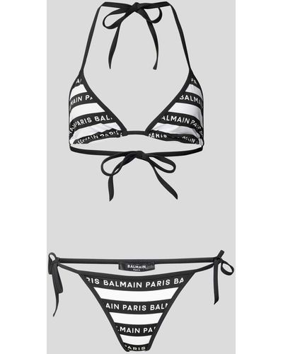 Balmain Bikini-Set mit Streifenmuster - Weiß