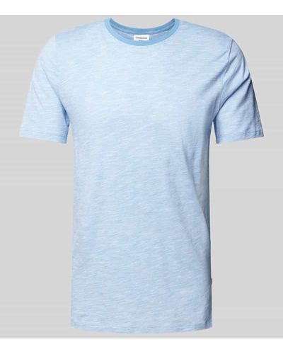 Lindbergh T-Shirt mit Strukturmuster - Blau