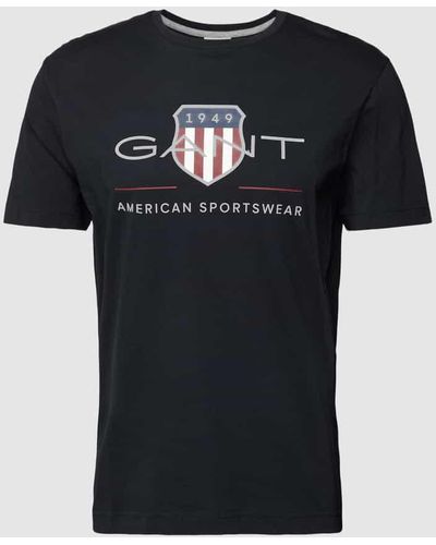 GANT T-Shirt mit Label-Print Modell 'ARCHIVE SHIELD' - Schwarz