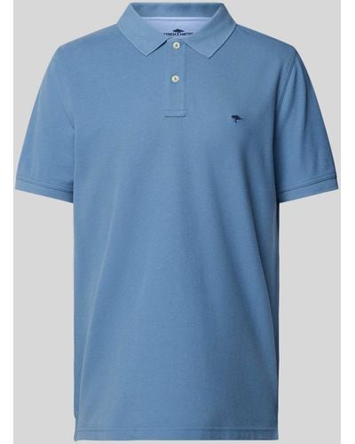 Fynch-Hatton Regular Fit Poloshirt mit Label-Stitching - Blau