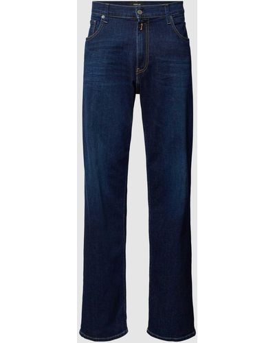 Replay Regular Fit Jeans Met Contrastnaden - Blauw