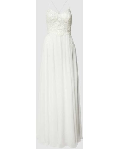 Luxuar Brautkleid mit floralem Spitzenbesatz - Weiß