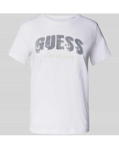 Guess T-Shirt mit Paillettenbesatz Modell 'SEQUINS' - Weiß
