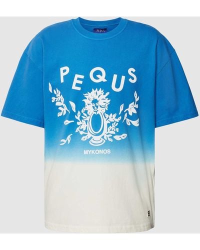 Pequs Oversized T-shirt Met Labelprint - Blauw