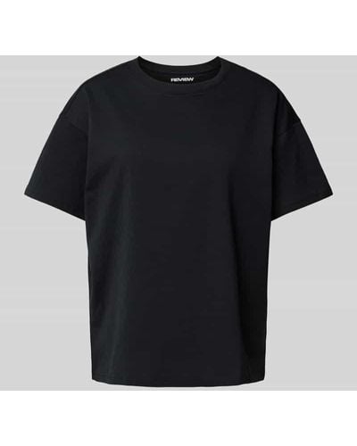 Review T-Shirt mit überschnittenen Schultern - Schwarz