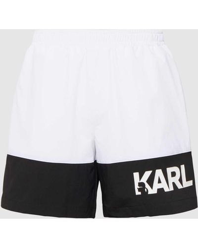 Karl Lagerfeld Badehose mit Eingrifftaschen - Weiß