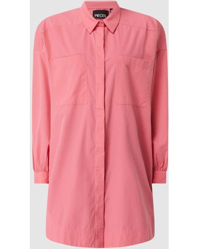 Pieces Oversized Bluse mit verdeckter Knopfleiste Modell 'Sillu' - Pink