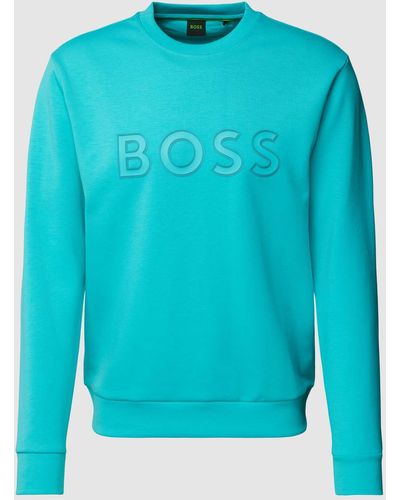 BOSS Sweatshirt Met Labelprint - Blauw