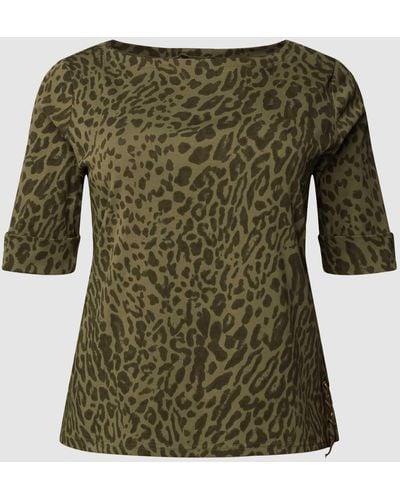 Ralph Lauren Plus Size Shirt Met Lange Mouwen En Dierenprint - Groen