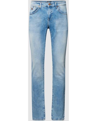 LTB Tapered Fit Jeans Met Destroyed-details - Blauw