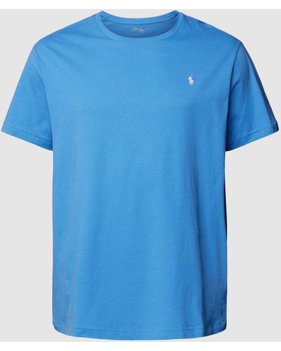 Ralph Lauren Plus Size T-shirt Met Labelstitching - Blauw