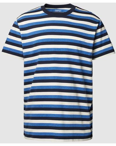 Esprit T-Shirt aus Viskose mit Streifenmuster - Blau