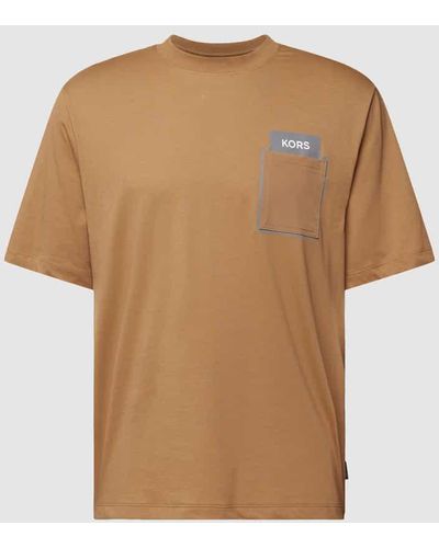 Michael Kors T-Shirt mit Brusttasche Modell 'HEAT TRANSFER' - Braun