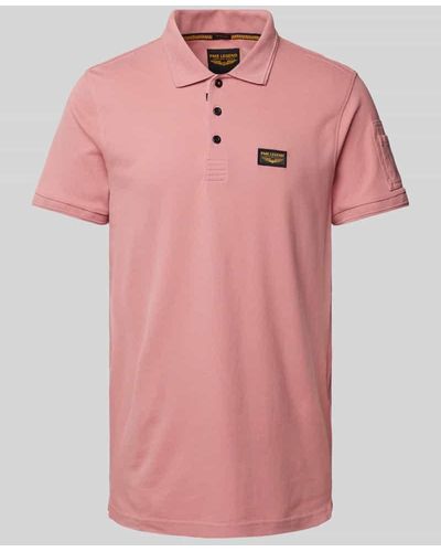 PME LEGEND Poloshirt mit Label-Stitching - Pink