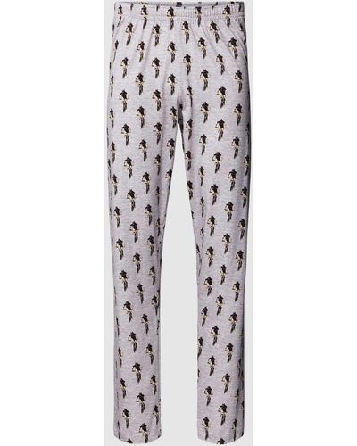 Mey Pyjama-Hose in melierter Optik Modell 'BIKING' - Weiß