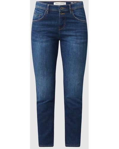 Marc O' Polo Cropped Boyfriend Fit Jeans mit Stretch-Anteil Modell 'Theda' - Blau