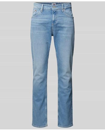 Tommy Hilfiger Regular Straight Fit Jeans mit Label-Stitching Modell 'RYAN' - Blau