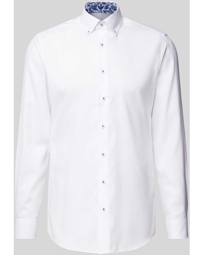 Eterna Slim Fit Business-Hemd mit Button-Down-Kragen - Weiß