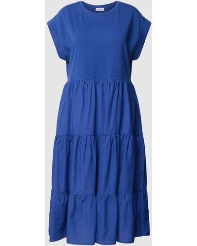 S.oliver Knielanges Kleid aus Baumwolle im Stufen-Look - Blau