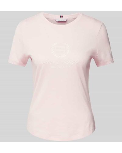 Tommy Hilfiger Slim Fit T-Shirt mit Label-Stitching - Pink