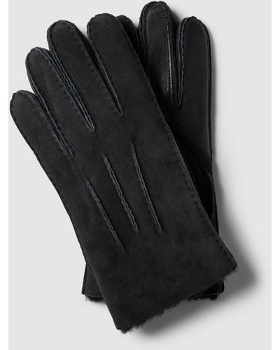 UGG Handschuhe aus Lammfell mit Label-Detail Modell 'CONTRAST' - Schwarz